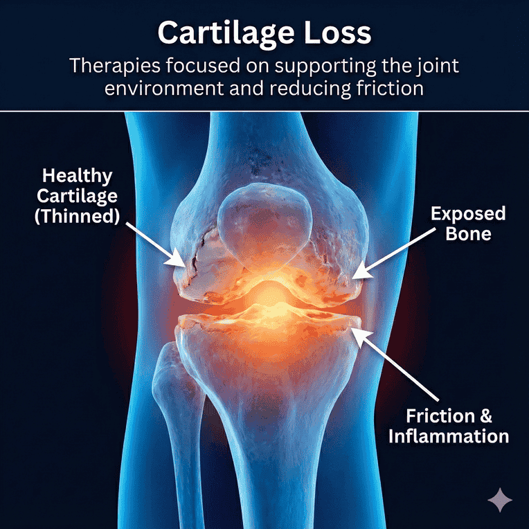 Cartilage loss and thinning diagram showing joint environment treated with non-surgical methods in Lansing MI