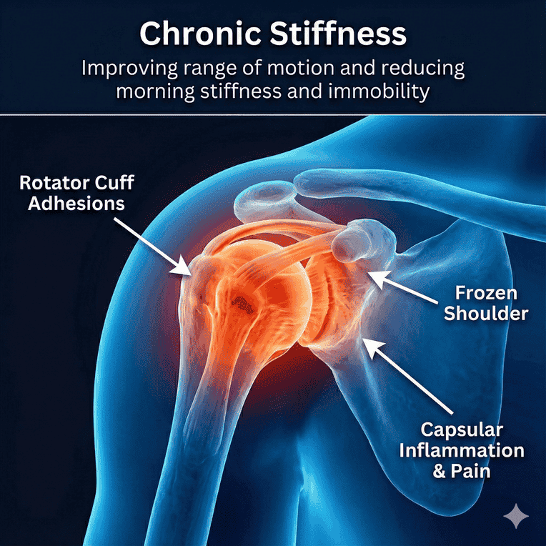 Chronic stiffness condition showing range of motion treated with non-surgical methods in Lansing MI